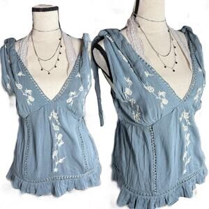 Sim Sam Blue Embroidered